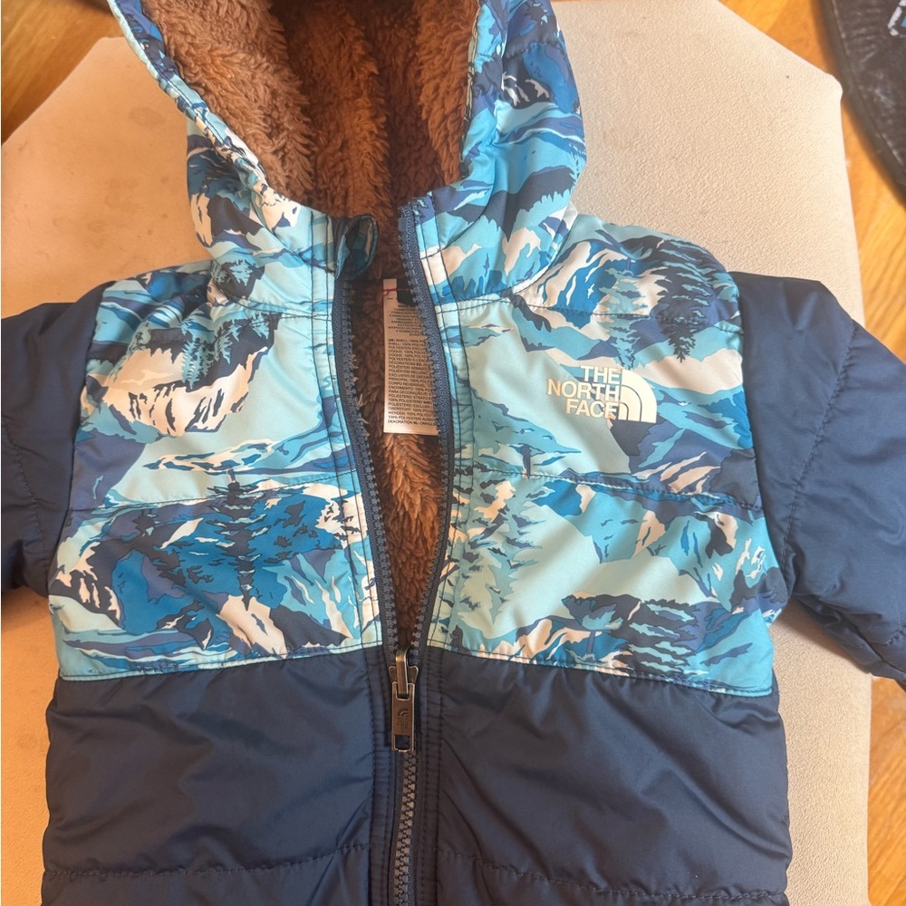 The North Face Kids Blue and Brown Puffer Jacket